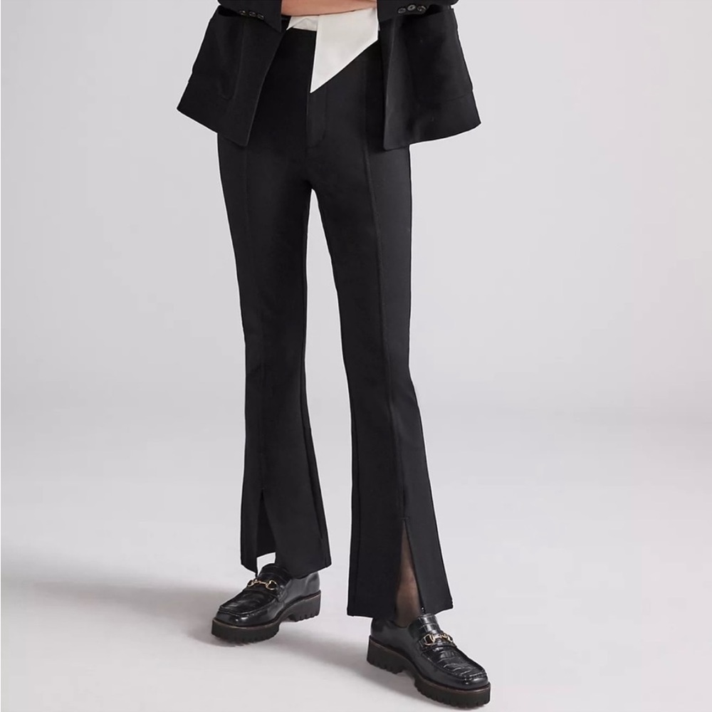 Maeve Slit-Front Flare Ponte Pants